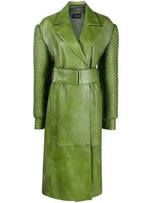Manokhi belted leather trench coat - Green