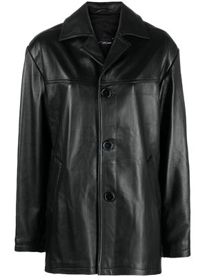 Manokhi button-front leather coat - Black