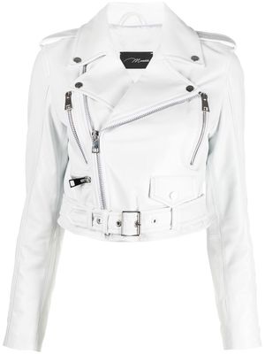 Manokhi Classic leather biker jacket - White