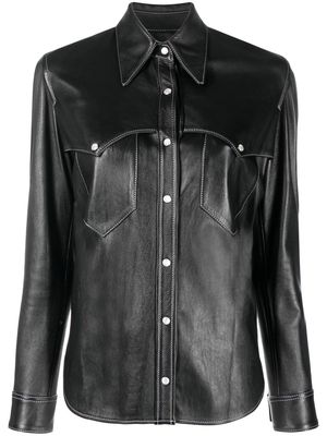 Manokhi contrasting leather shirt - Black