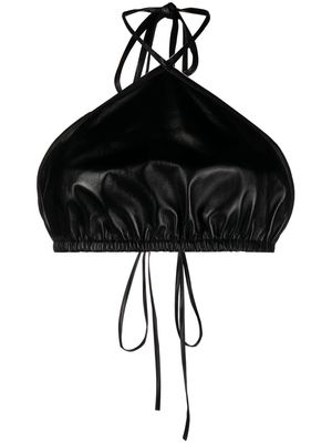 Manokhi cropped leather halterneck top - Black
