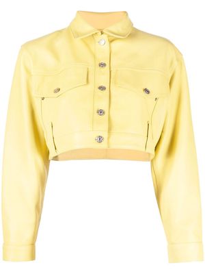 Manokhi cropped trouser-design leather jacket - Yellow