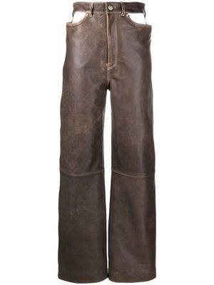Manokhi cut-out leather palazzo pants - Brown