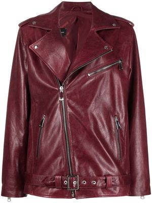 Manokhi Dad's oversized leather jacket - Red