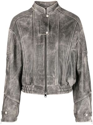 Manokhi distressed-effect leather jacket - Black