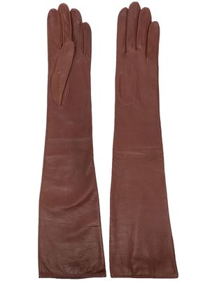 Manokhi elbow-length leather gloves - Brown