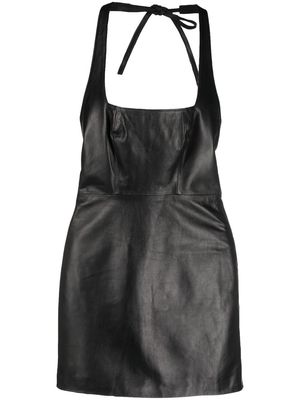 Manokhi leather halterneck mini dress - Black