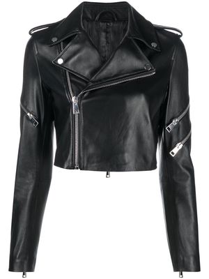 Manokhi multi-zip cropped leather jacket - Black