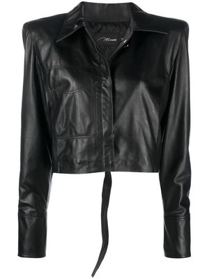 Manokhi padded-shoulder leather jacket - Black