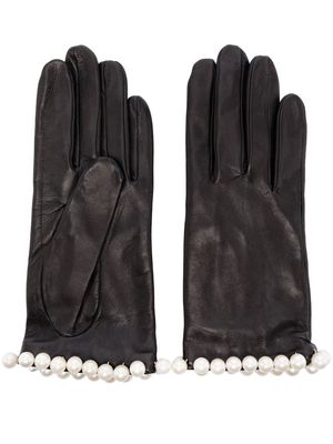 Manokhi pearl-detail leather gloves - Black