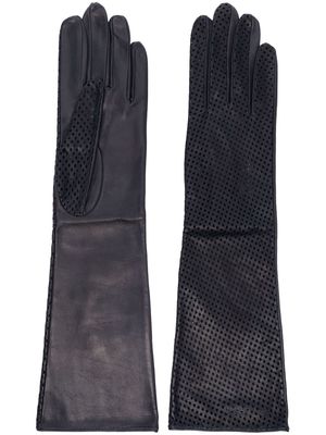 Manokhi perforated-design leather gloves - Blue