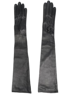 Manokhi ruffle-detail leather gloves - Black
