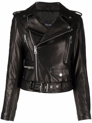 Manokhi short leather biker jacket - Black