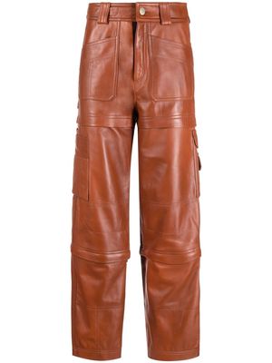 Manokhi straight-leg leather cargo trousers - Brown