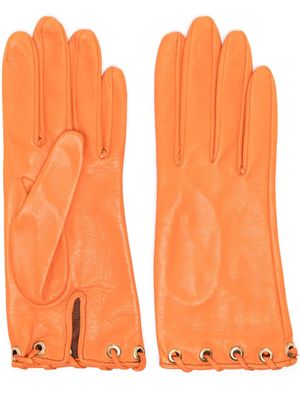 Manokhi whipstitch-trim leather gloves - Orange