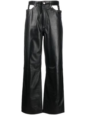 Manokhi wide cut-out leather trousers - Black