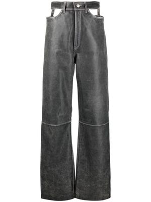 Manokhi wide cut-out leather trousers - Grey