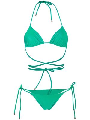 Manokhi wraparound tied bikini set - Green