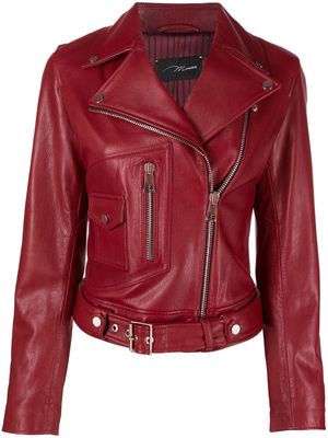 Manokhi zipped leather jacket - Red