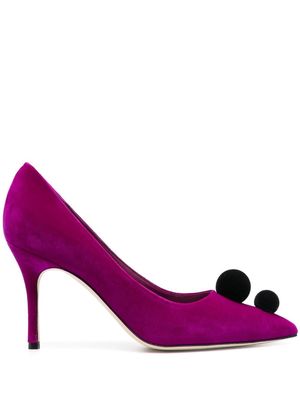 Manolo Blahnik 90mm pompom heels - Purple