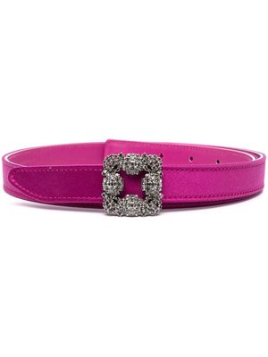 Manolo Blahnik Hangisi 20mm crystal-embellished belt - Pink