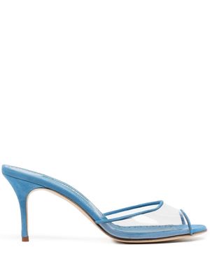 Manolo Blahnik Jadifa transparent heeled 70mm mules - Blue