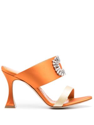 Manolo Blahnik Laali 95mm crystal-embellished mules - Orange