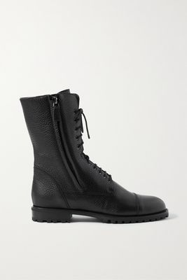 Manolo Blahnik - Lugata Textured-leather Ankle Boots - Black