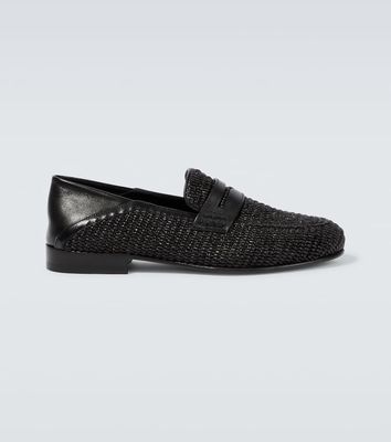 Manolo Blahnik Padstow raffia and leather loafers