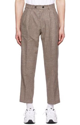 Manors Golf Off-White & Burgundy Pleated Trousers