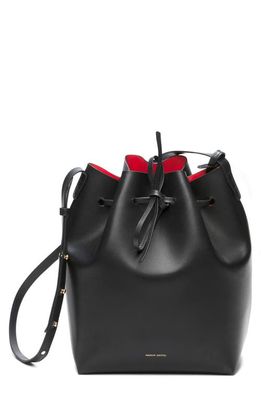 Mansur Gavriel Leather Bucket Bag in Black/Flamma