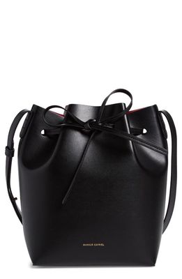 Mansur Gavriel Mini Bucket Apple Faux Leather Bag in Black/Flamma