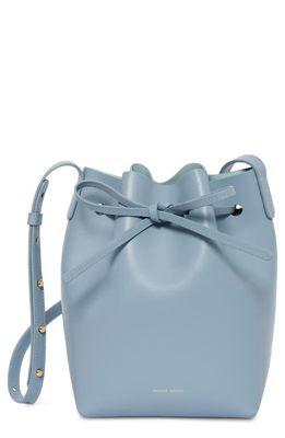 Mansur Gavriel Mini Leather Bucket Bag in Grey Blue