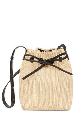 Mansur Gavriel Mini Raffia Bucket Bag in Natural /Flamma