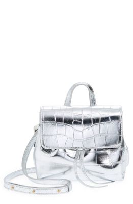 Mansur Gavriel Mini Soft Lady Croc Embossed Leather Bag in Silver