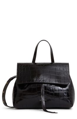 Mansur Gavriel Soft Lady Croc Embossed Leather Bag in Chocolate