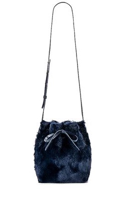 Mansur Gavriel x Apparis Mini Bucket Bag in Navy.