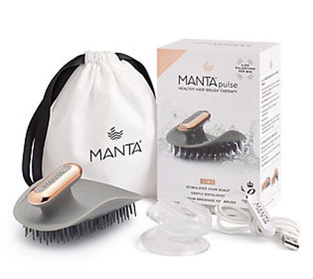 Manta Hair Pulse Hairbrush with Shower Holder & Travel Pouch