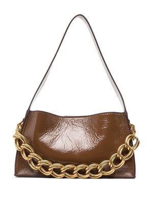 Manu Atelier creased-detail leather shoulder bag - Brown
