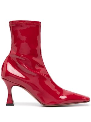 Manu Atelier Duck 85mm patent-finish boots - Red