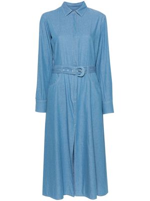 Manuel Ritz belted chambray midi dress - Blue