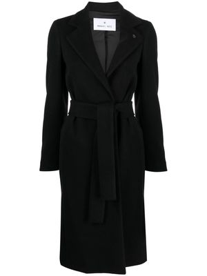 Manuel Ritz brooch-detail belted coat - Black