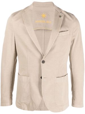 Manuel Ritz brooche-detail single-breasted blazer - Neutrals