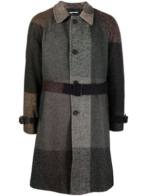 Manuel Ritz check-pattern belted single-breasted coat - Grey