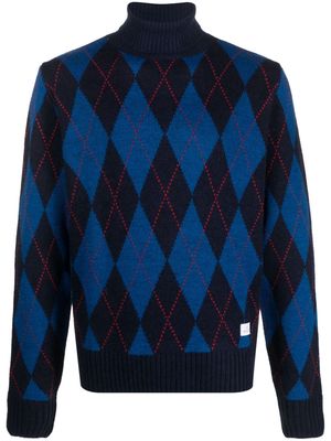 Manuel Ritz check-pattern roll-neck jumper - Blue