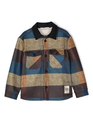 Manuel Ritz colour-block striped shirt jacket - Brown