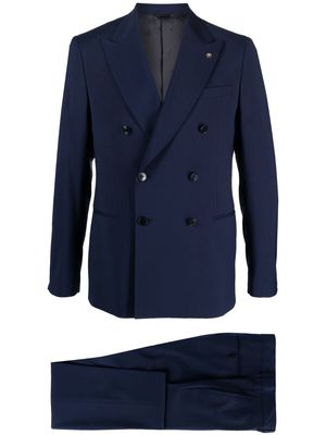 Manuel Ritz double-breasted virgin wool suit - Blue