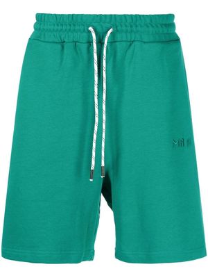 Manuel Ritz embroidered-logo cotton track shorts - Green