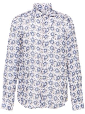 Manuel Ritz floral-print linen shirt - Blue