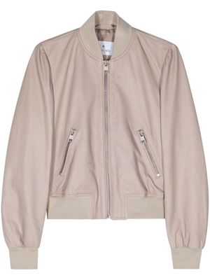 Manuel Ritz leather cropped bomber jacket - Neutrals